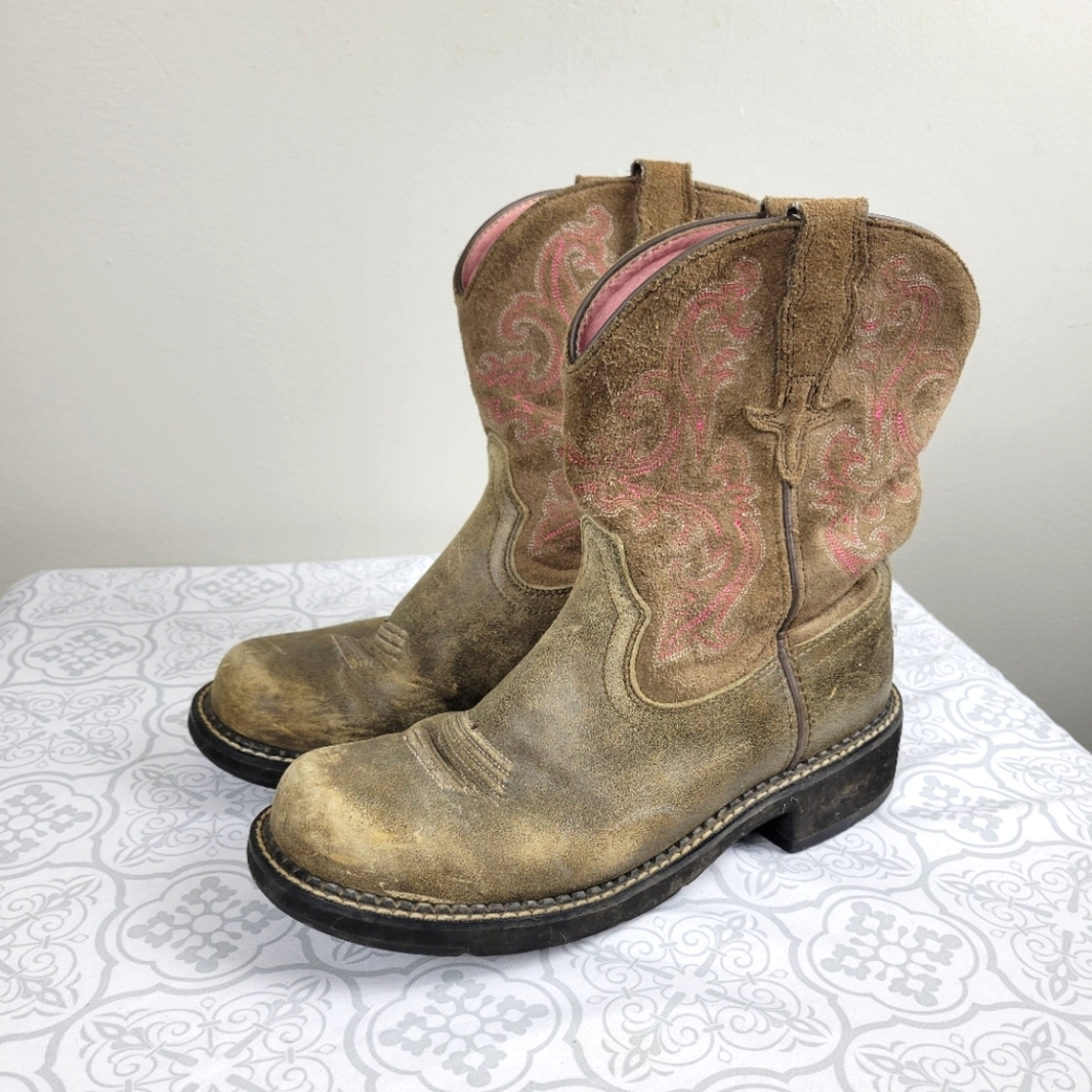 Ariat Brown and Pink Western Boots